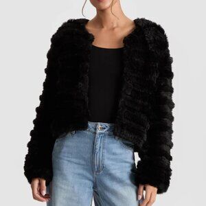 ALICE AND OLIVIA FAWN FAUX FUR JACKET